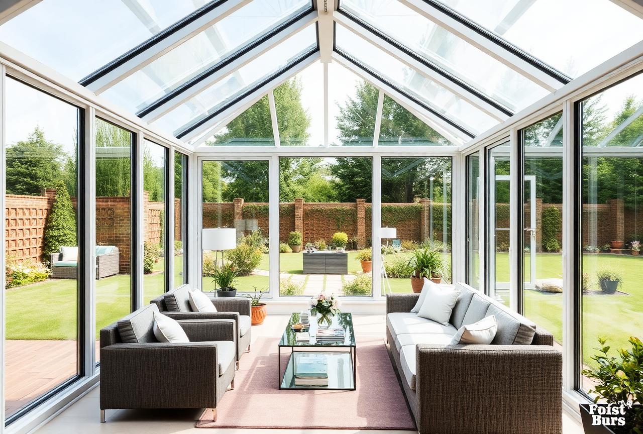 Interior of aluminium glass conservatory